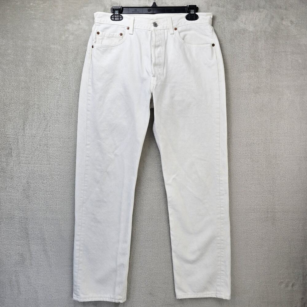 Vintage Levis 501 Jeans Women 33x32 (Fits 32x28) White Button Fly Denim USA 90s